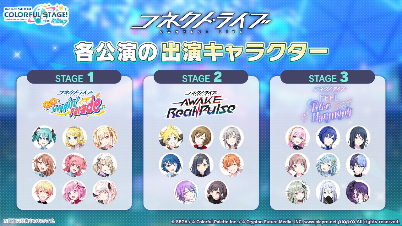 プロセカ コネクトライブ新シリーズ 各公演の出演キャラクター一覧