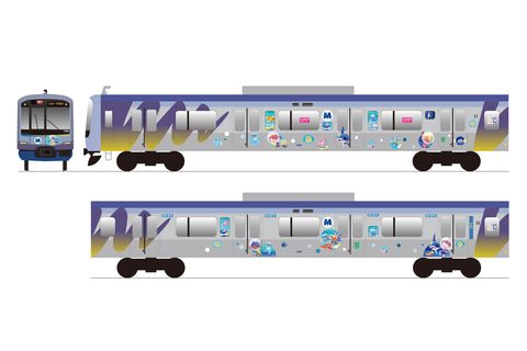 ぽこあポケモンラッピングが施されたみなとみらい線Y500系車両の外観デザイン