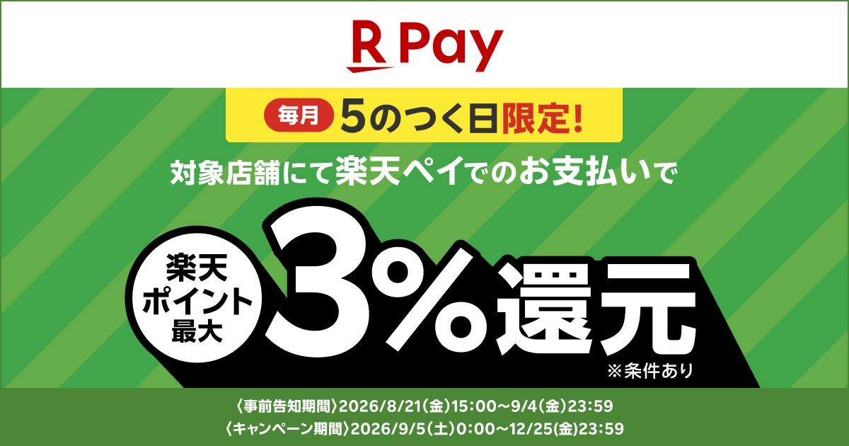 毎月5のつく日限定 楽天ポイント最大3%還元の告知画像