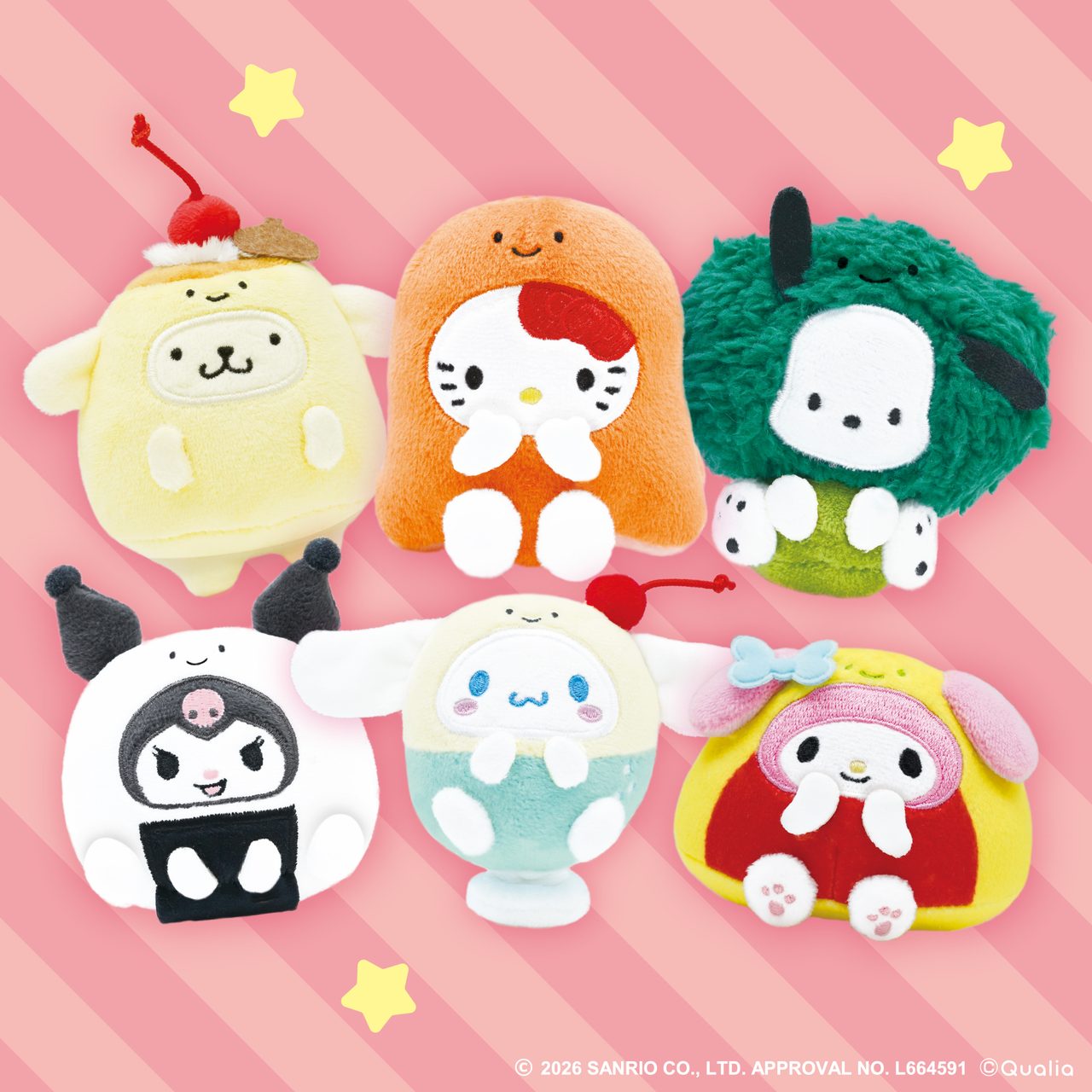 サンリオキャラクターズ×にっこりーノ ぬいぐるみマスコット 実物写真 全6種