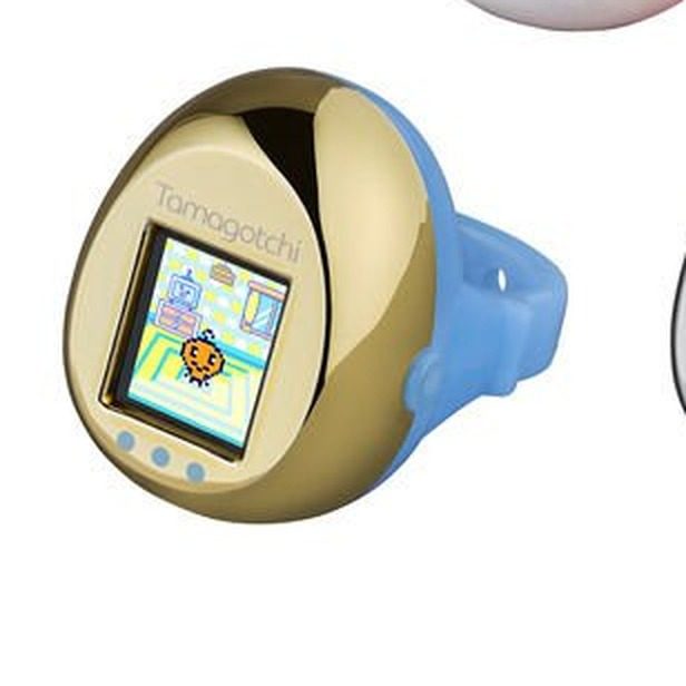 Tamagotchi ring Light Blue&Metallic Gold