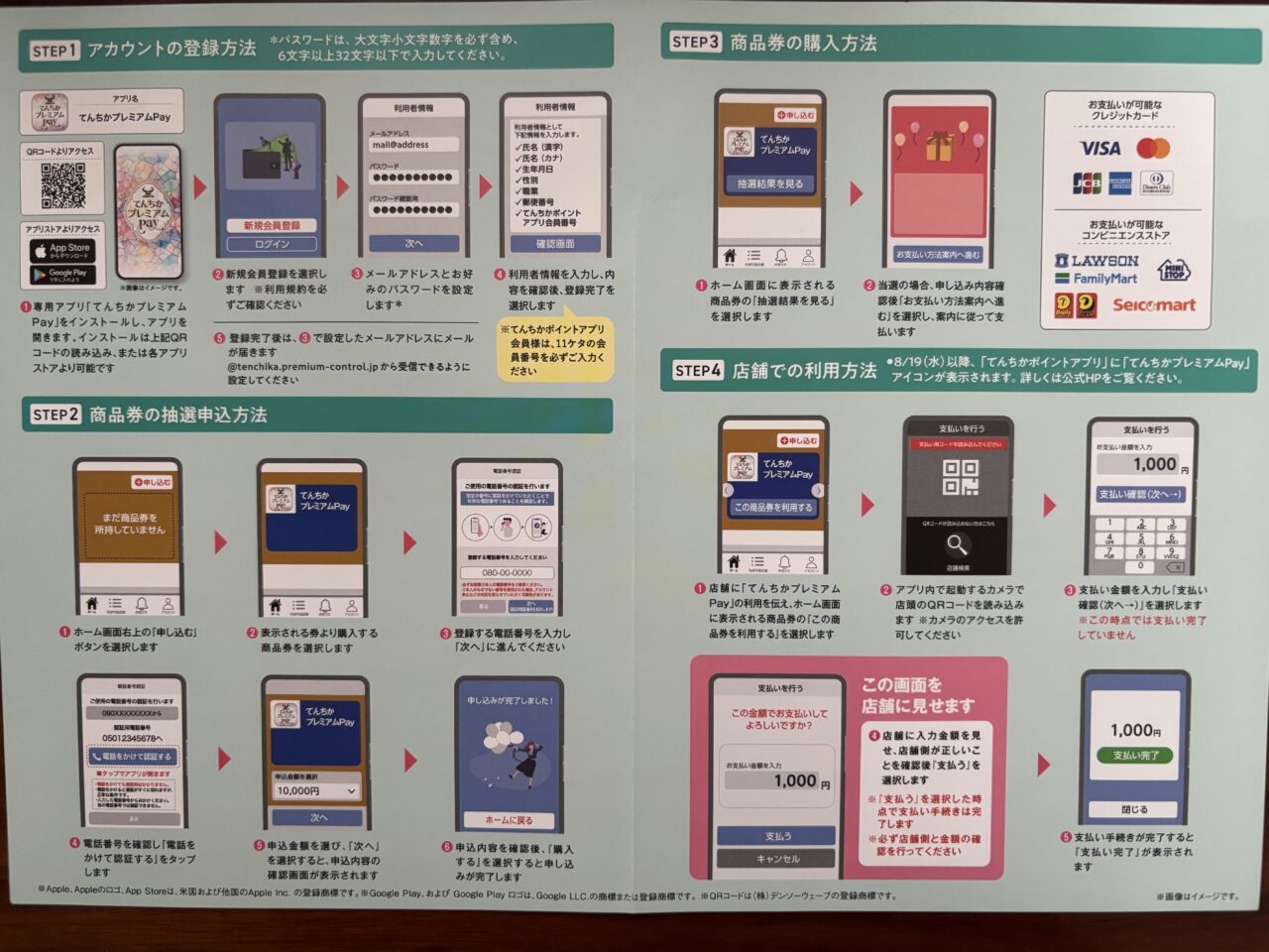 てんちかプレミアムPay 申込み・利用方法 STEP解説