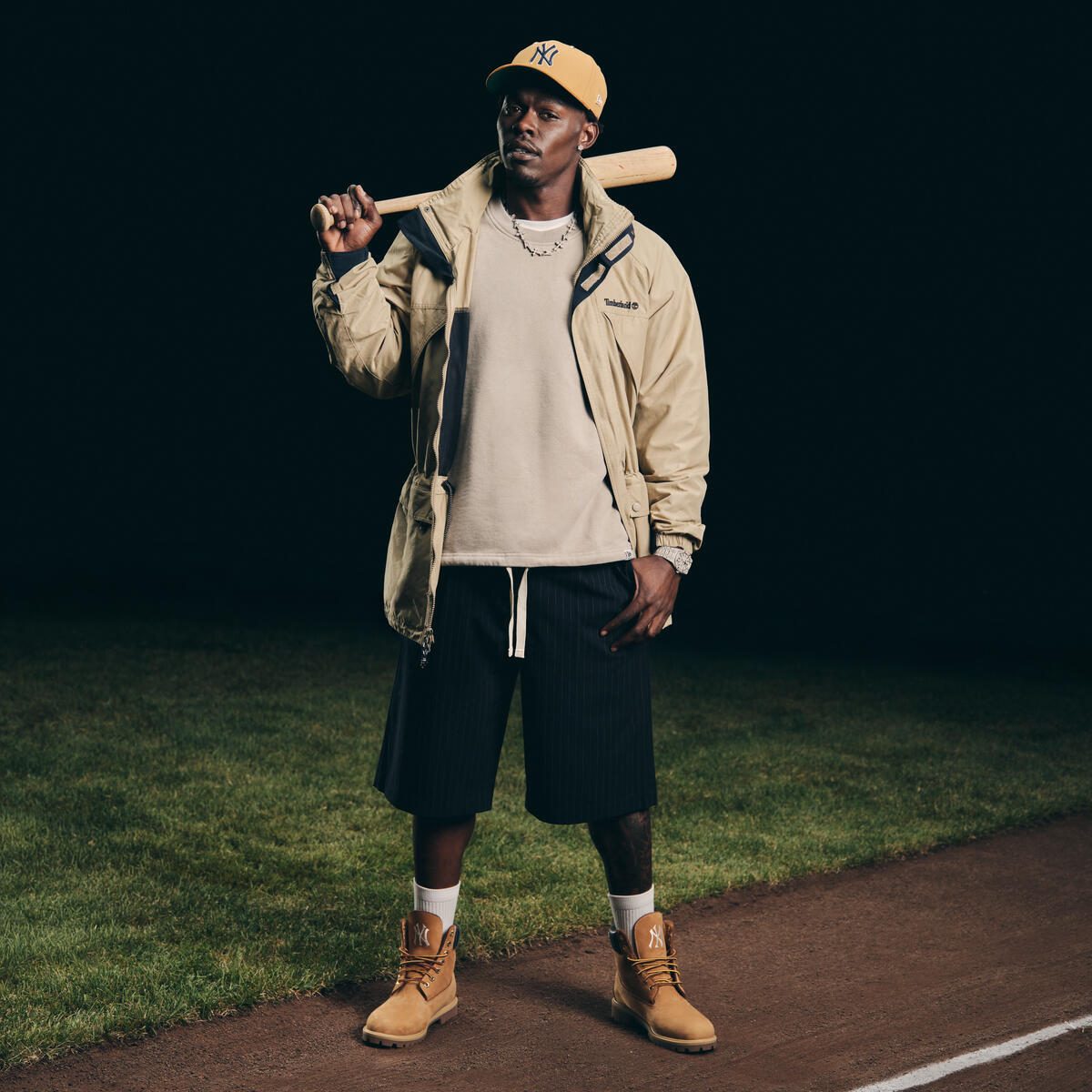 ティンバーランド×ニューエラ×MLBコラボ キャンペーンに起用されたヤンキースのジャズ・チザム・ジュニア選手