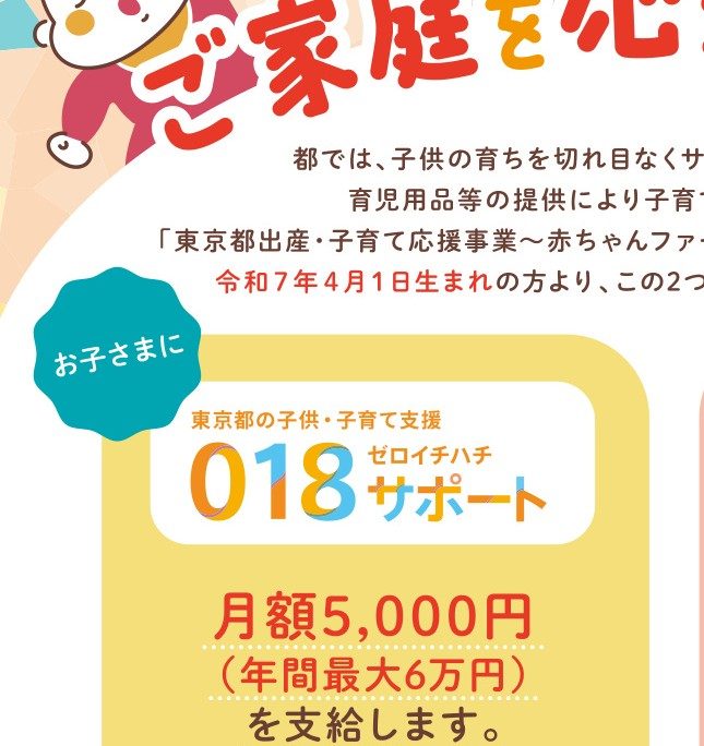 018サポート月額5,000円(年間最大6万円)を紹介する東京都公式リーフレット