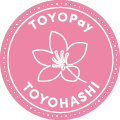 TOYOPayとよっぺイの公式アイコンバッジ、豊橋市の花をあしらったデザイン