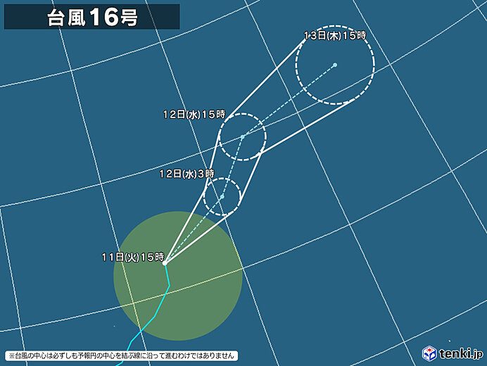 台風16号ペイローの進路予想図 tenki.jp