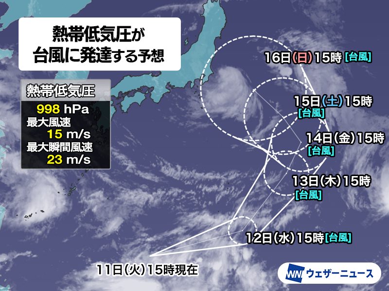 台風17号は8月13日に発生見込み|小笠原近海の進路と本州影響