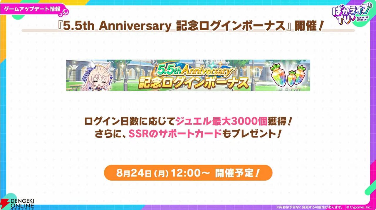 ウマ娘 5.5周年記念ログインボーナス 告知画像