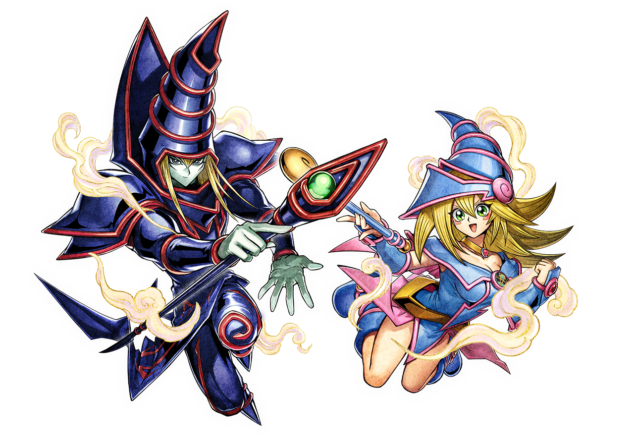 遊戯王 ブラック・マジシャンとブラック・マジシャン・ガールのイラスト