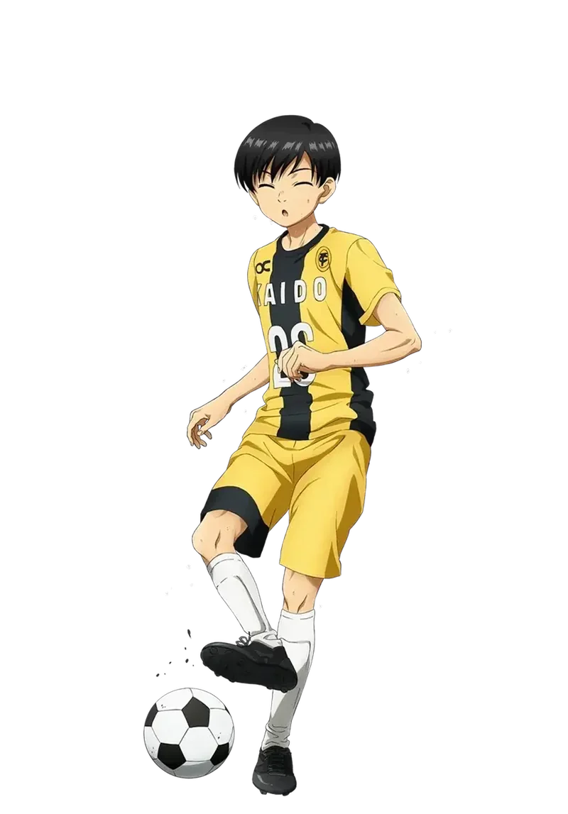 リフティングでボールを操るキャラクターのアニメ本編カット