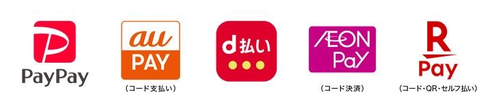 千葉市キャッシュレスキャンペーンの対象決済サービス PayPay au PAY d払い AEON Pay 楽天ペイのロゴ一覧