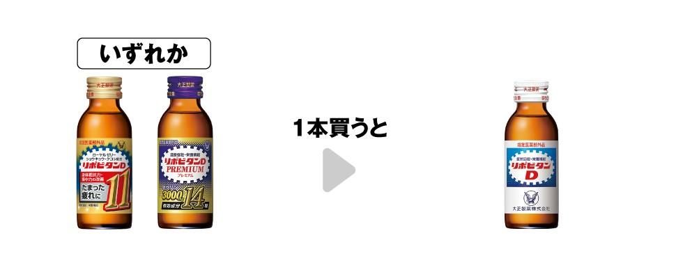 リポビタンD11やプレミアムを1本買うと通常のリポビタンDがもらえるキャンペーン