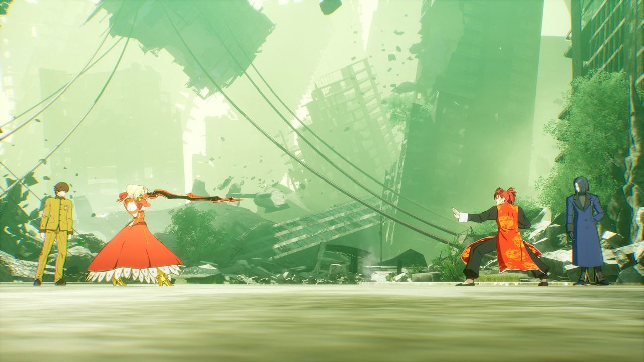 Fate/EXTRA Record 廃墟を背景にしたサーヴァント同士の対峙シーン