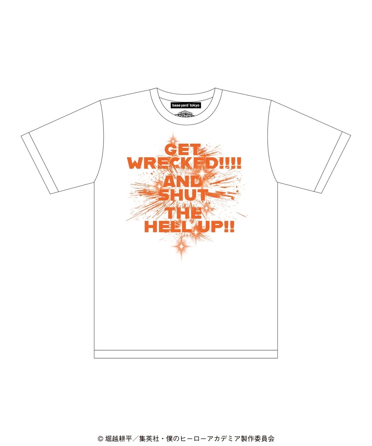 爆豪勝己のオリジナルMESSAGE Tシャツ、GET WRECKED!!!のプリント