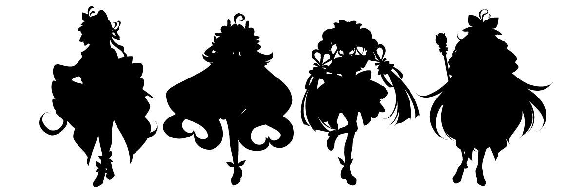 かっぱ寿司プリキュア描き下ろしクリアカード全4キャラのシルエット