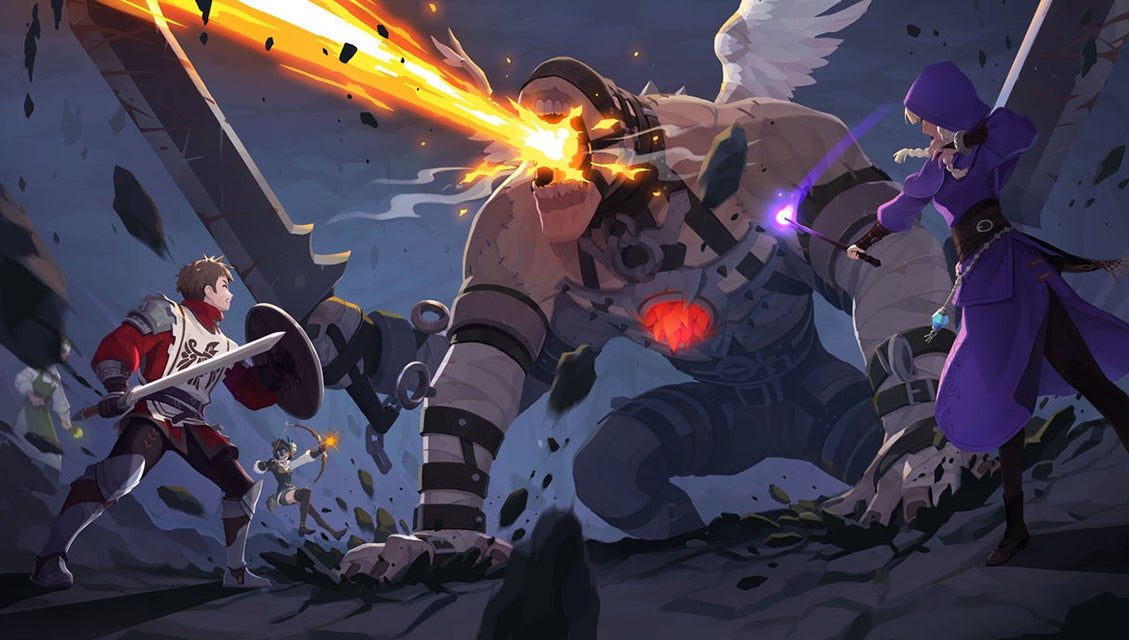 マビノギモバイル バトルシーン 巨大モンスターとの戦闘