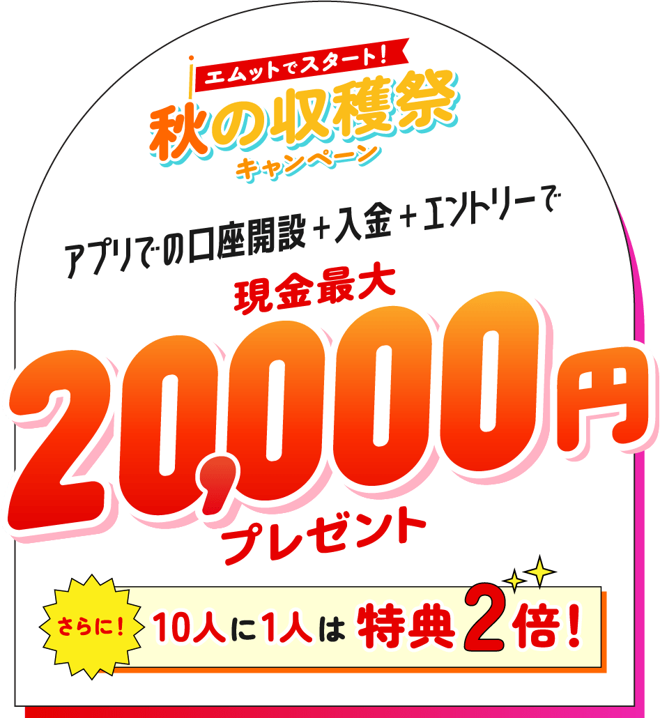 三菱UFJ銀行 秋の収穫祭キャンペーン 現金最大20000円プレゼント 10人に1人特典2倍