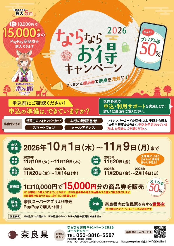 奈良県プレミアム商品券 申込前チェック 準備するもの世帯主マイナンバーカード4桁暗証番号スマホメールアドレス