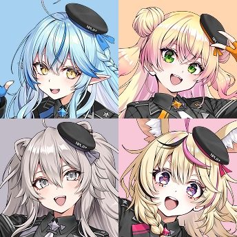 ねぽらぼ 雪花ラミィ 桃鈴ねね 獅白ぼたん 尾丸ポルカ アイコンイラスト
