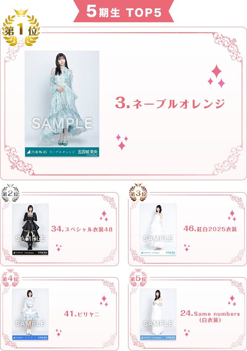 5期生・五百城茉央 生写真アクスタ化投票TOP5結果