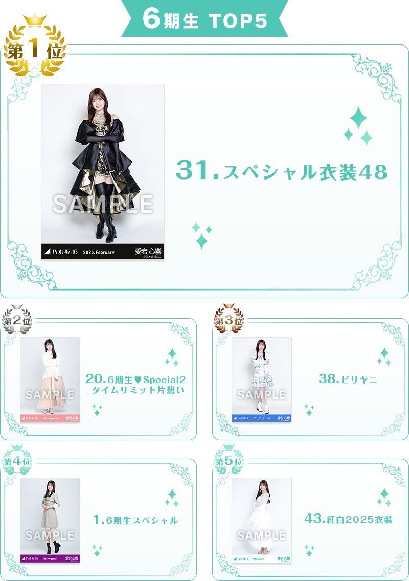 6期生・愛宕心響 生写真アクスタ化投票TOP5結果