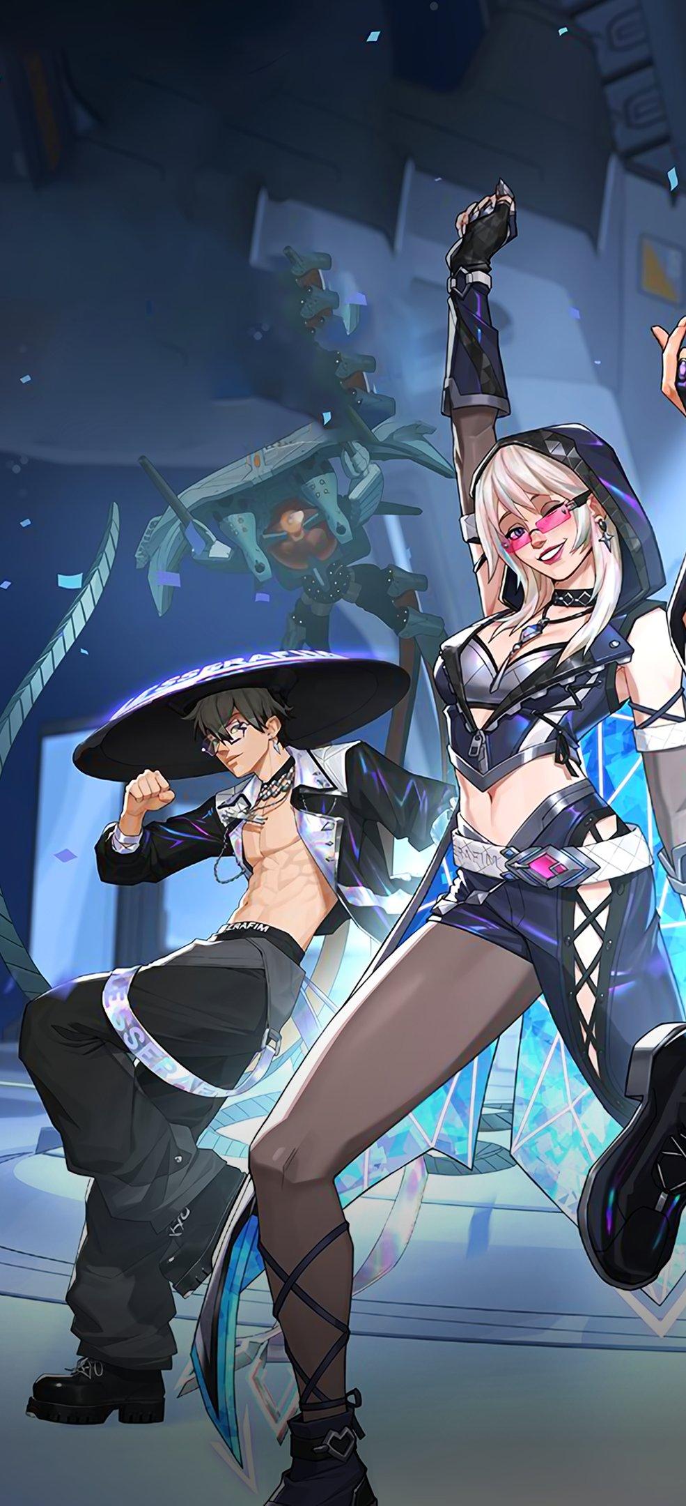 オーバーウォッチ×LE SSERAFIMコラボビジュアルの左側、複数のヒーローが並ぶ様子