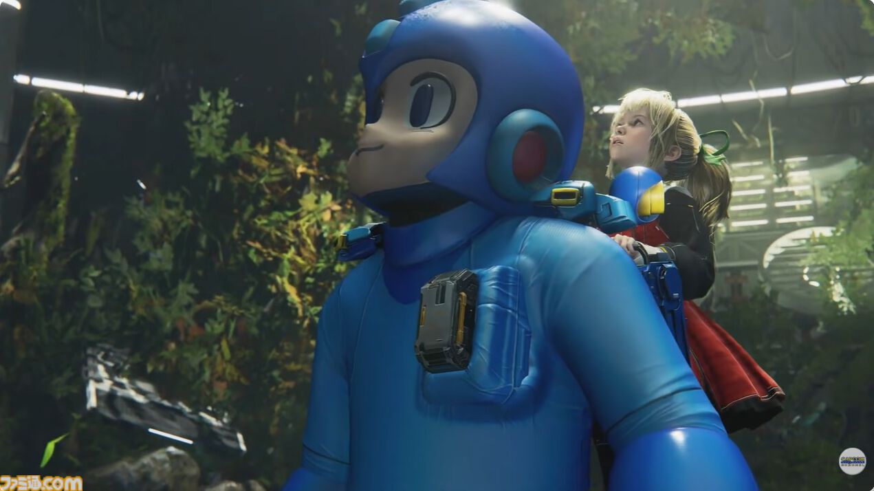ロックマン衣装のヒューを背負うディアナのインゲーム画面