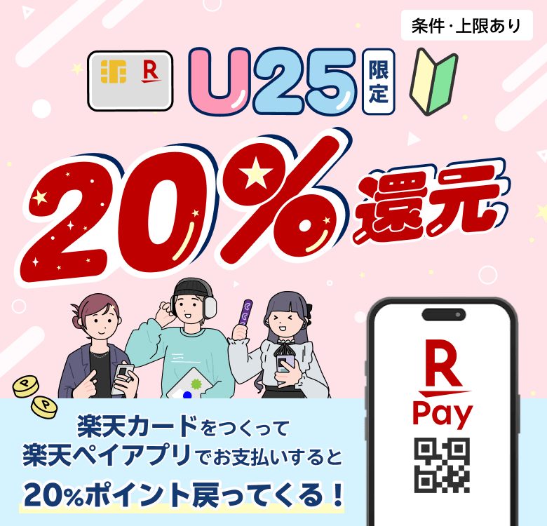 楽天カード18〜25歳限定20%還元はいつまで?上限1万ptの条件