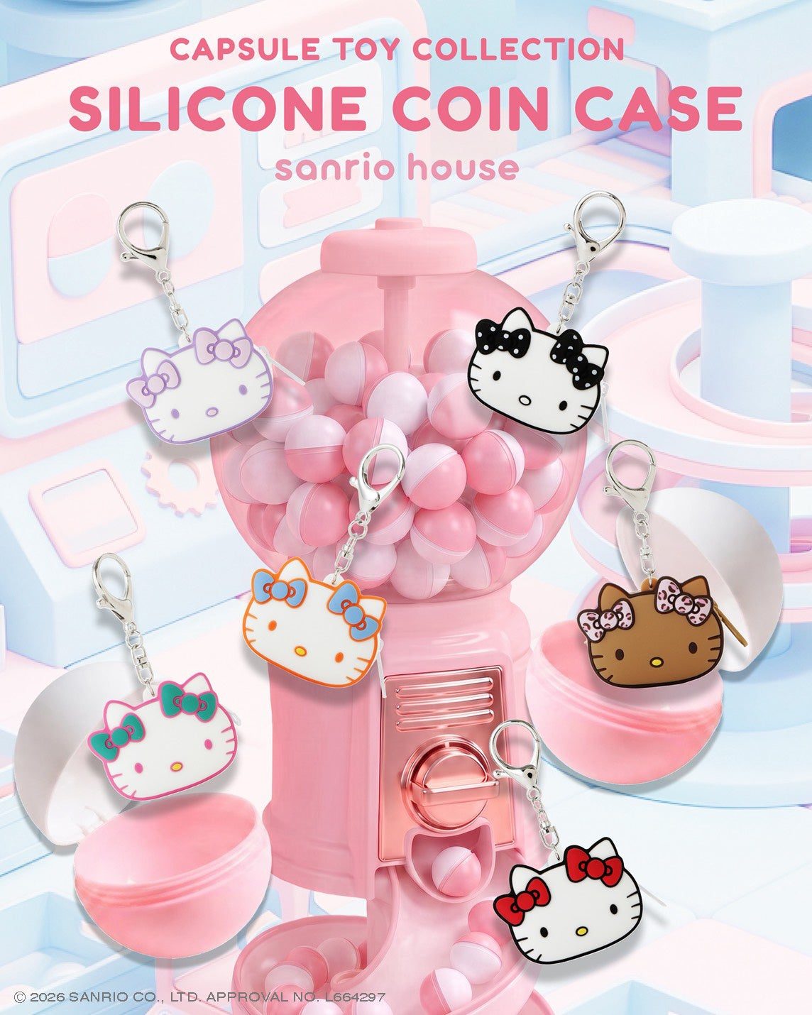 CAPSULE TOY LANDのハローキティ柄シリコンコインケース全6色