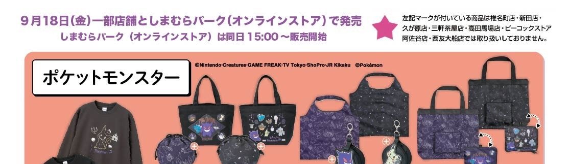 しまむらポケモンコラボのメンズトレーナーとバッグ類の商品画像