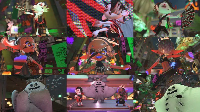 スプラトゥーン3 テンタクルズのハロウィン特別衣装コラージュ