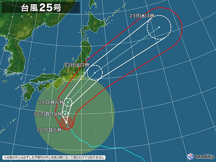 台風25号の進路予想図