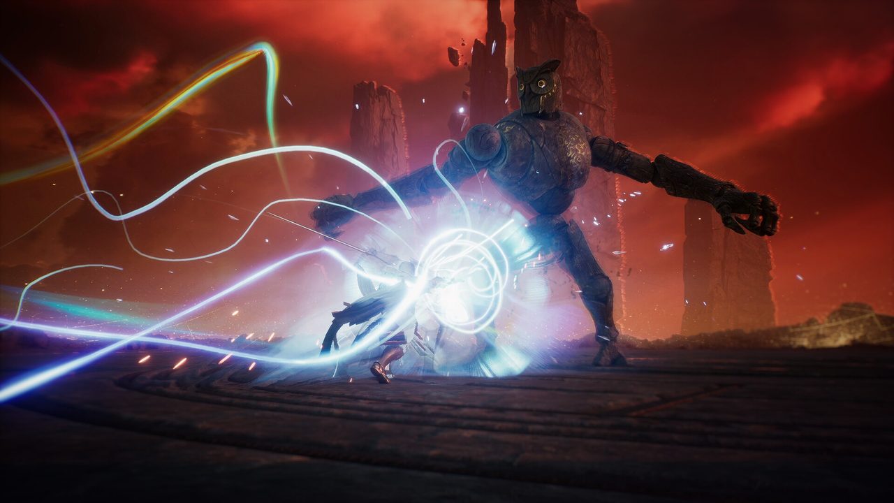 AION2 のボス戦、光の軌跡を描く戦闘アクション
