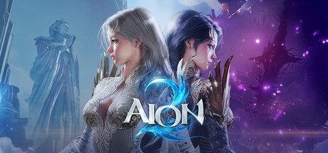 AION2 のSteamヘッダー、2人のディーヴァのビジュアル