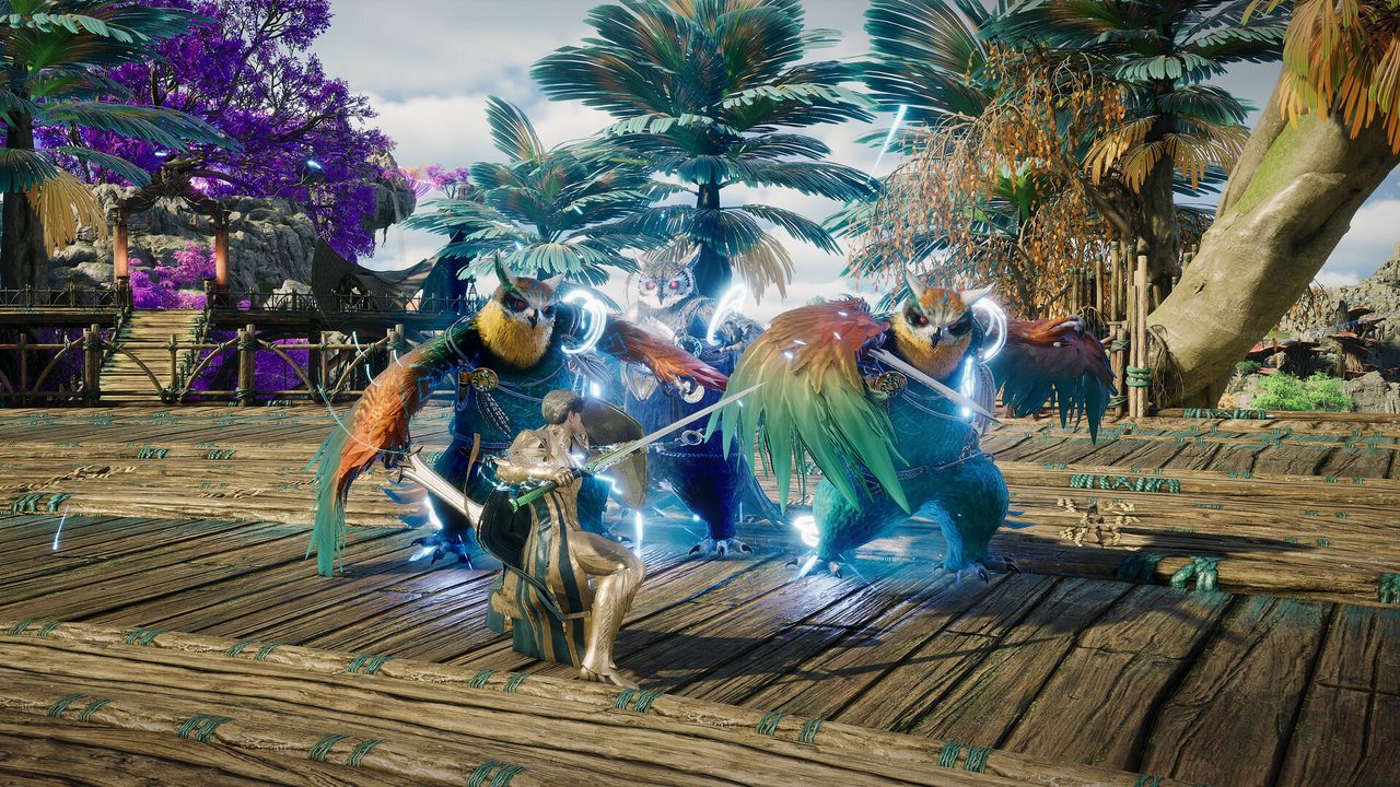 AION2 で鳥型のモンスターと戦うプレイヤー