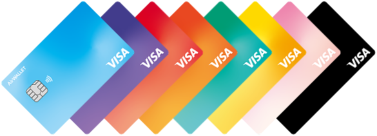 エアウォレットのVisaカードのカラーバリエーション