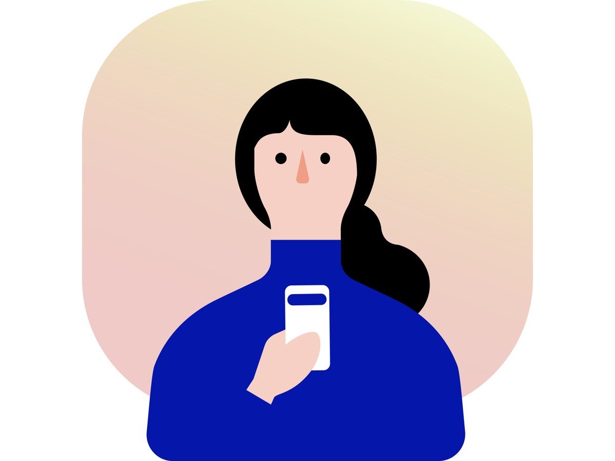 スマートフォンを手に持つ女性のデジタル庁公式イラスト