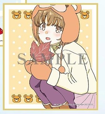 クマ耳のフードをかぶった梓川花楓のミニ色紙