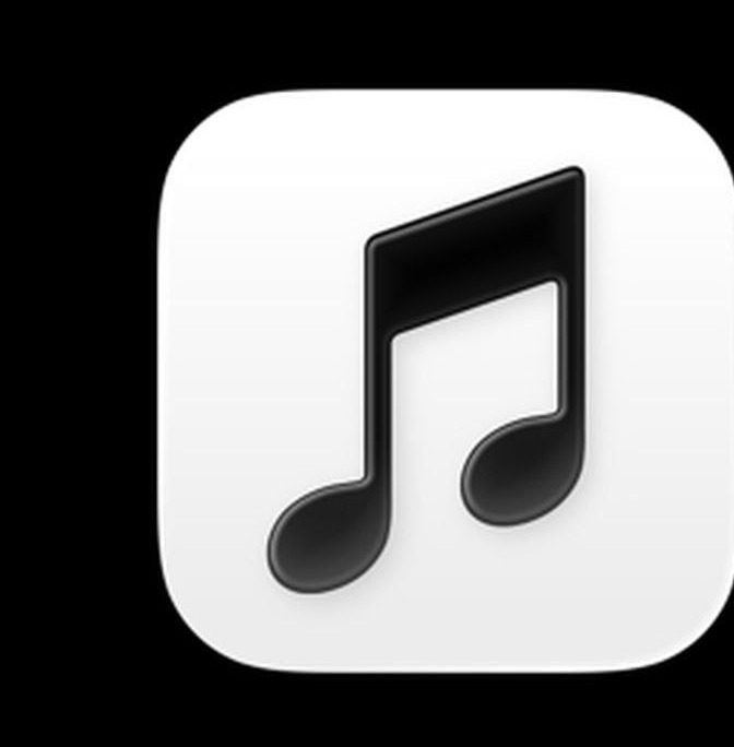 Apple Musicの新アプリアイコン 白地に黒い音符のライトモード版