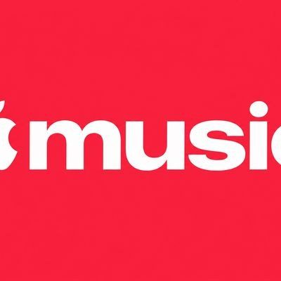 Apple Musicの従来の赤い背景のワードマークロゴ