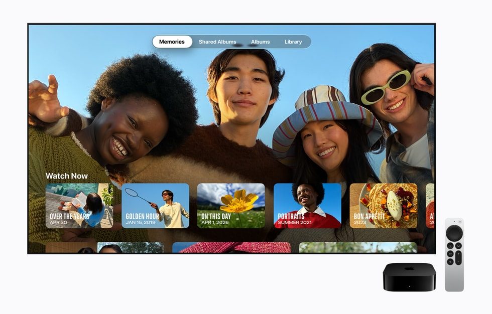 大画面のApple TVでiCloud写真のメモリーを表示した画面
