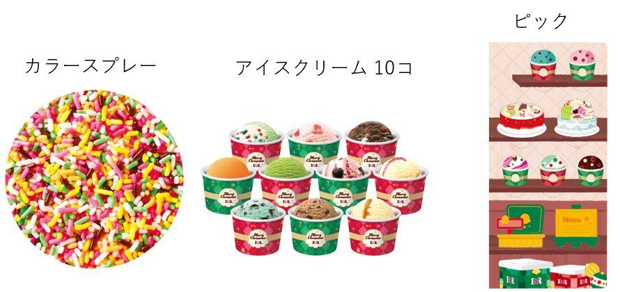 サーティワン パーティーセットの内容 カラースプレー アイスクリーム10コ ピック
