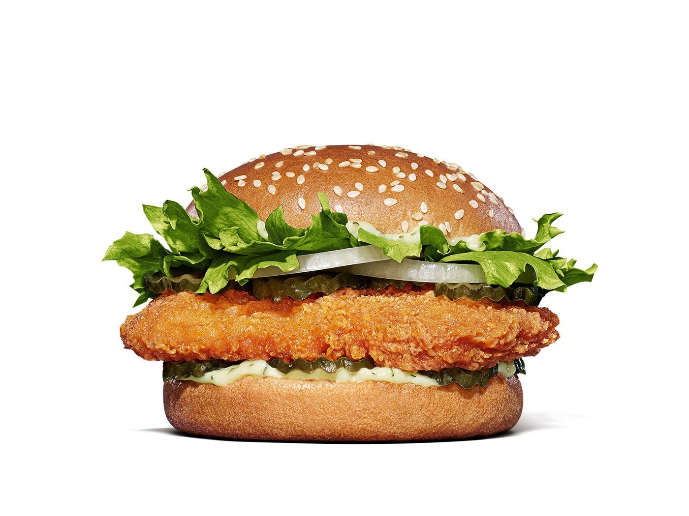 チキンピックルボールバーガー チキンパティとピクルス