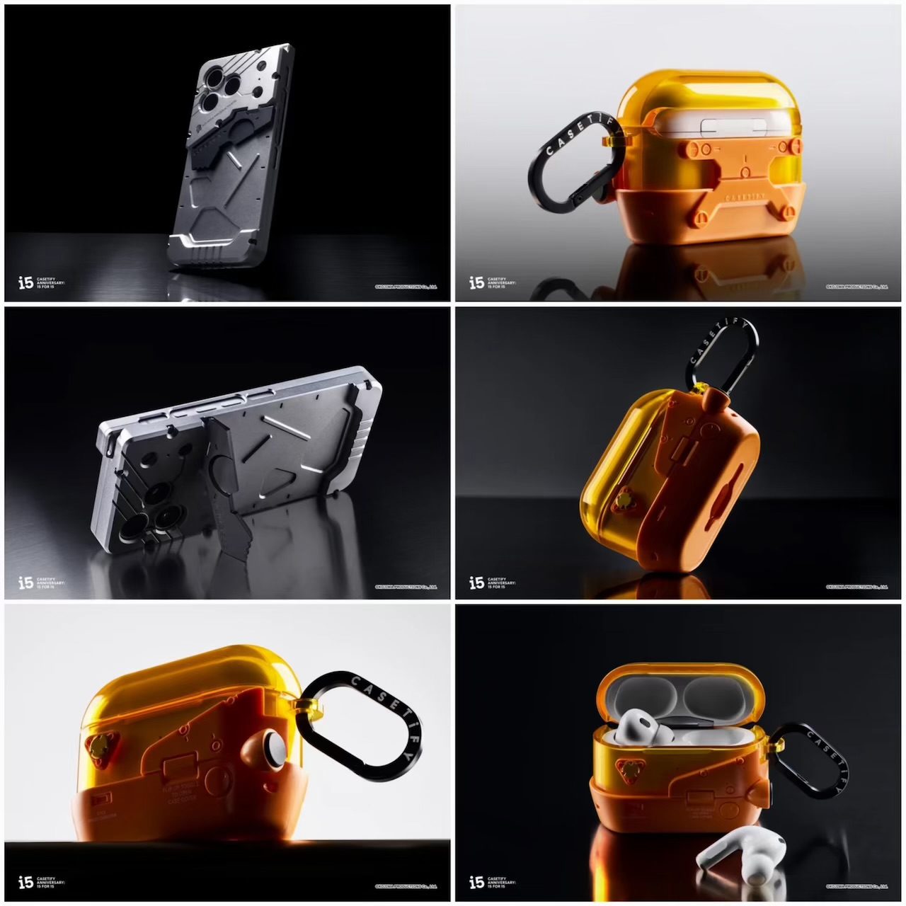 3D加工アルミ素材のスマホケースとオレンジ色のイヤホンケースの公式画像