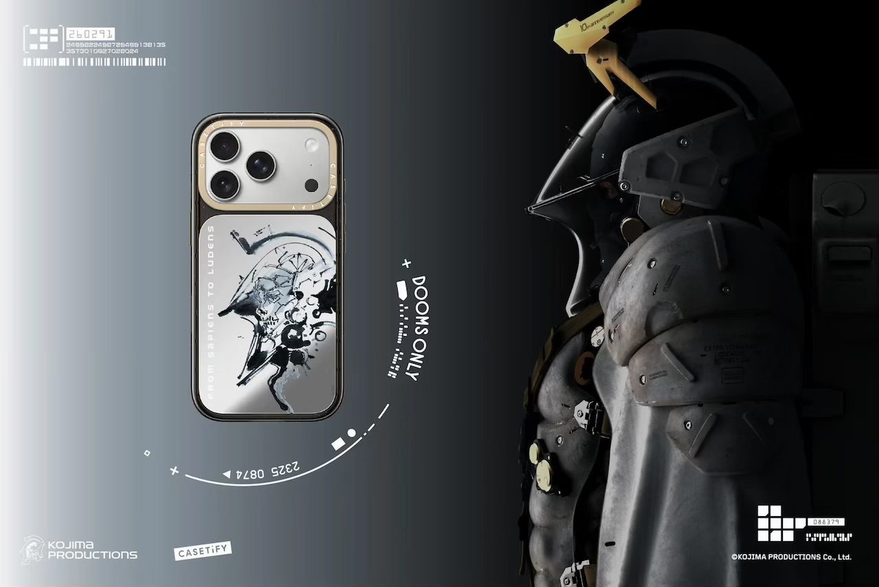 KOJIMA PRODUCTIONS x CASETiFYの公式ビジュアル。ルーデンスとスマホケース