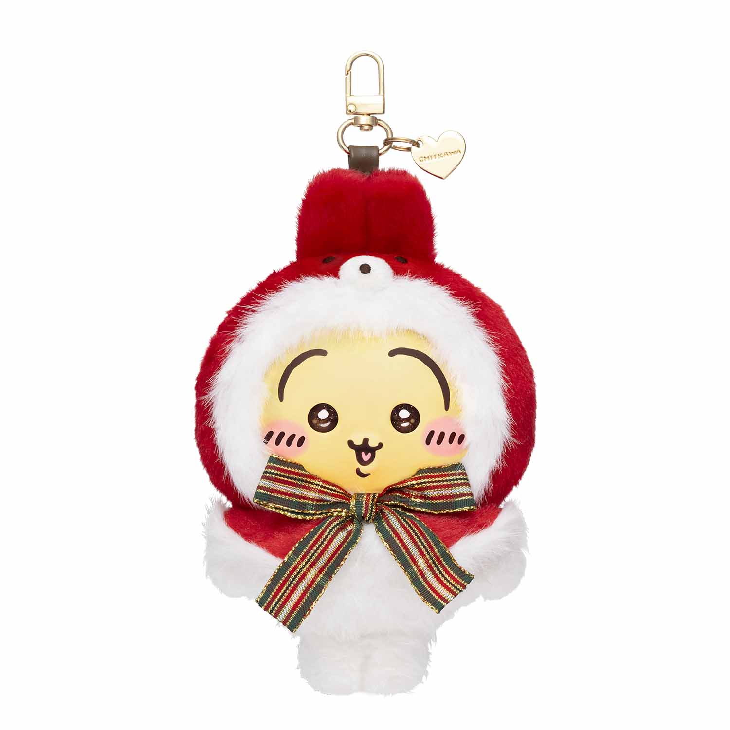 ちいかわ Kiramekko Teddy Bear Christmas うさぎ。黄色い顔と赤いフードの長い耳