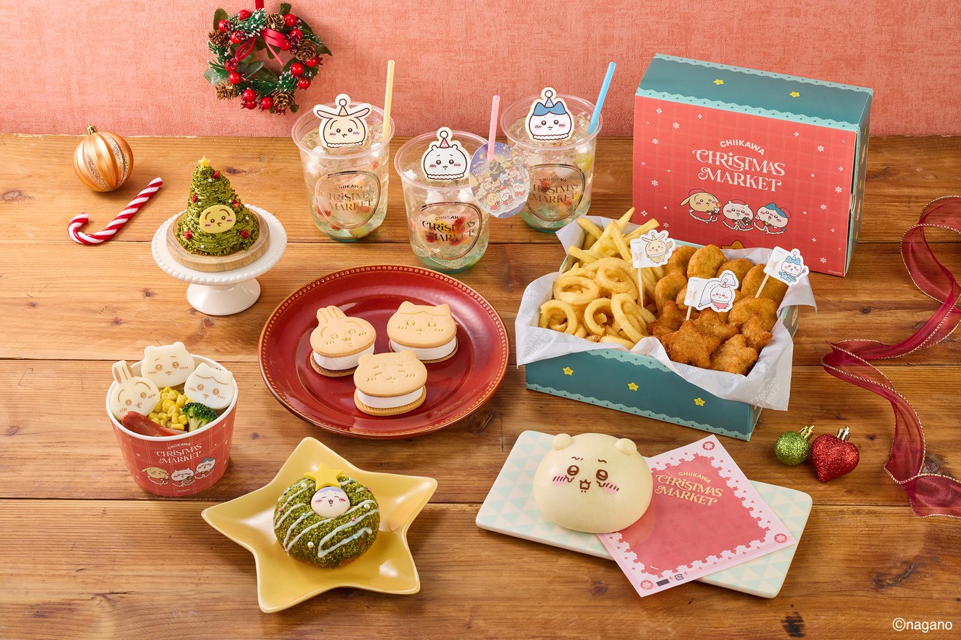 ハチワレやうさぎをモチーフにしたスイーツとフードのイメージ