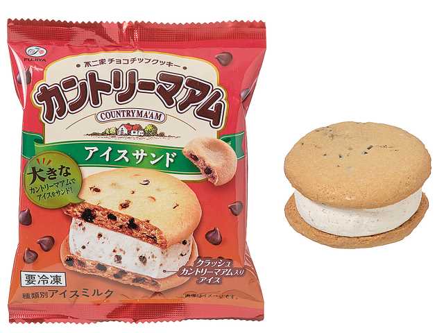 カントリーマアムアイスサンドのパッケージと断面、セブン-イレブン公式商品ページの画像