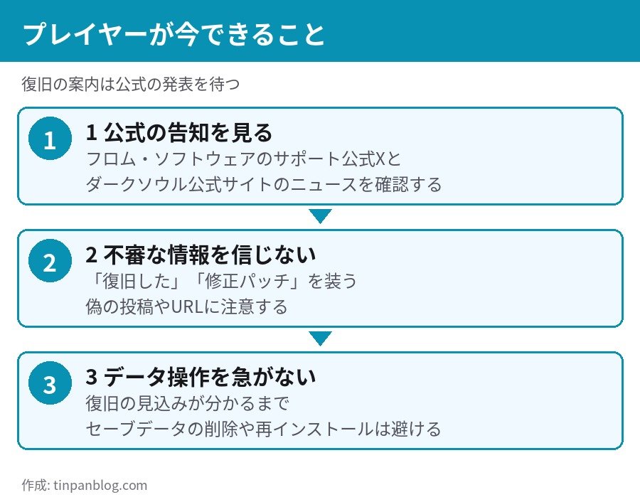 ダークソウル2・3 サーバー停止中にプレイヤーが今できること 公式確認 偽情報 データ操作
