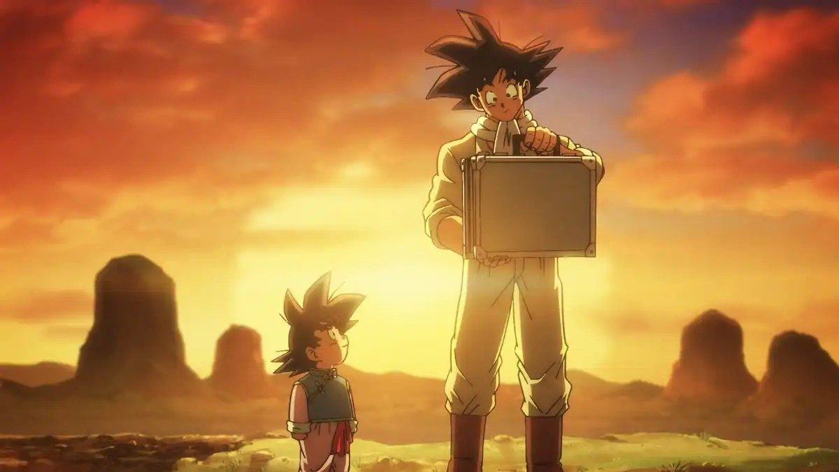 ドラゴンボール超 ビルスの映像 夕焼けの荒野に立つ悟空と小さな人物